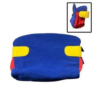 VTG 90s Estee Lauder Blue and Red Cosmetic Bag with Yellow Accents